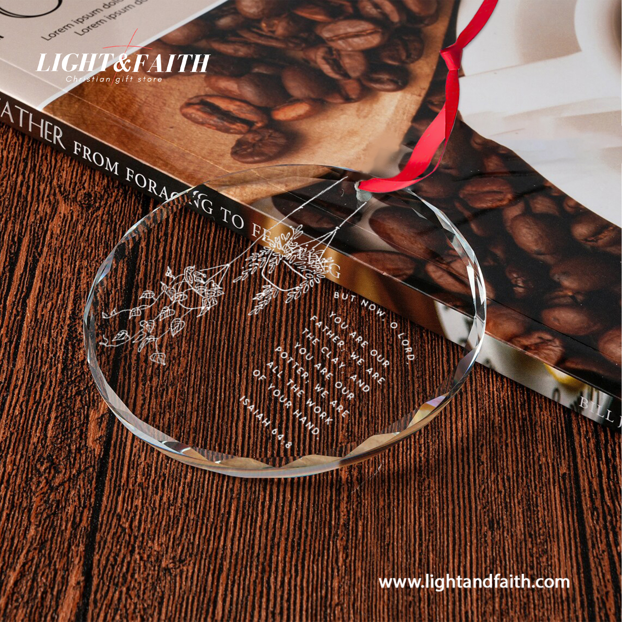 Isaiah 64:8 Glass Ornament, Christian Scripture Ornament, Faith Bible Verse Decor, Religious Christmas Gift, Inspirational Home Decoration DCLAF70